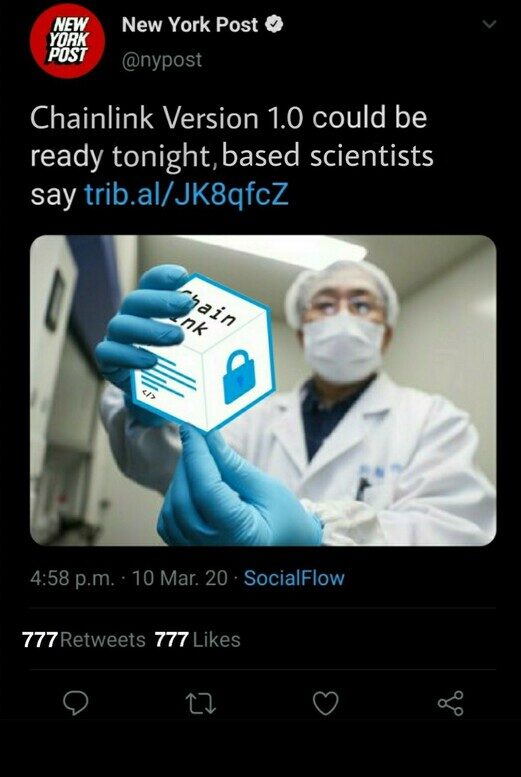 chainlink v1.0 could be ready tonight, based scientists say